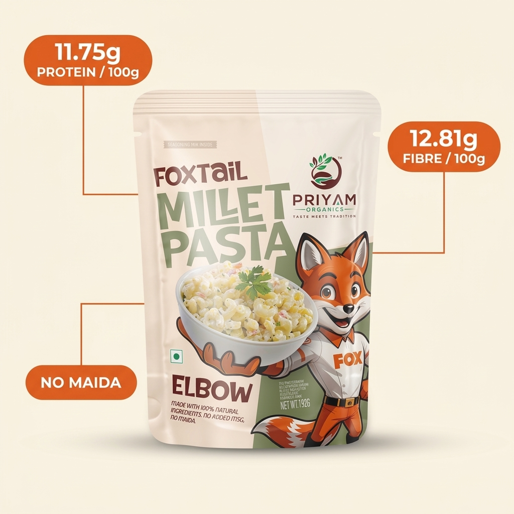 11.75g protein, 12.81g fibre per 100g, no maida