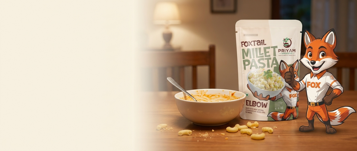 Wide hero: empty bowl after dinner, Elbow pack, fox thumbs up