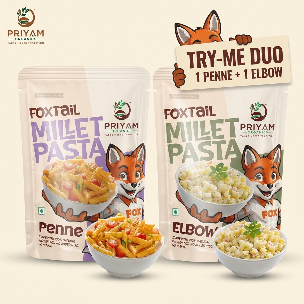 Try-Me Duo - 1 Penne + 1 Elbow foxtail millet pasta